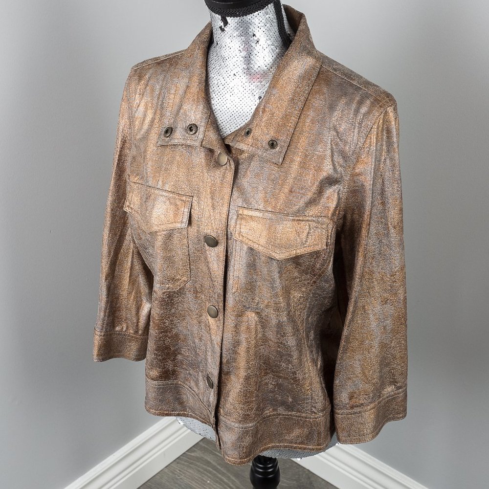 NWOT Ruby Rd. foiled jean type jacket - M - Picture 2 of 4